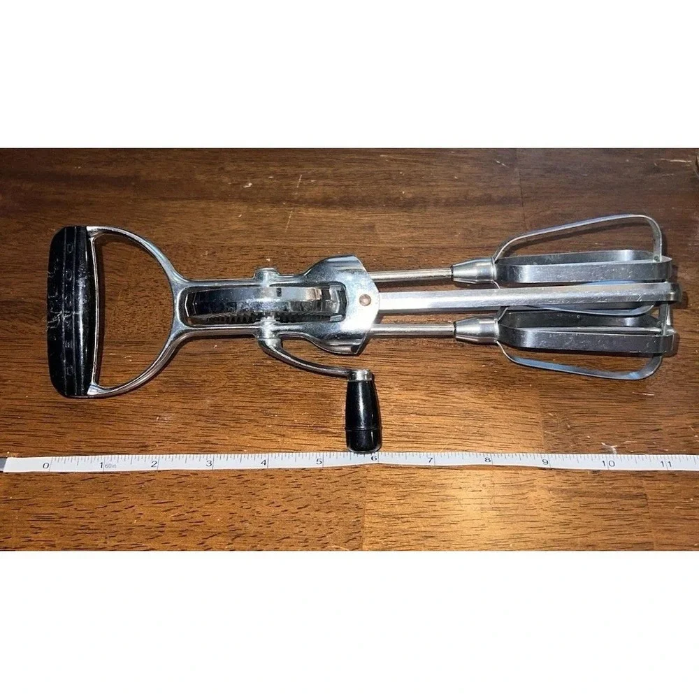 MCM EKCO Hand Crank Egg Beater Stainless USA Vintage Retro Kitchen Mixer 12